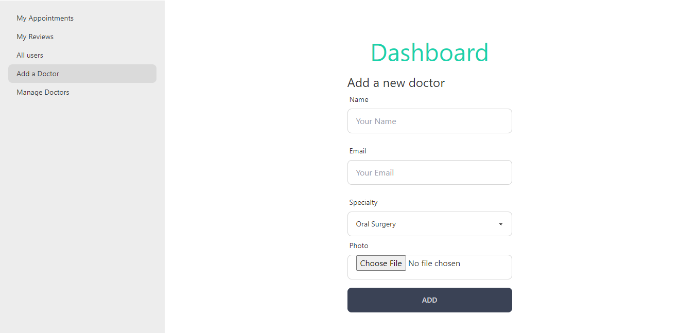 An admin can add a new doctor dynamically by filling up the form on that page.