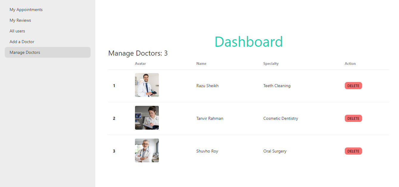An admin can also remove a doctor from the database if this is required for some reason.