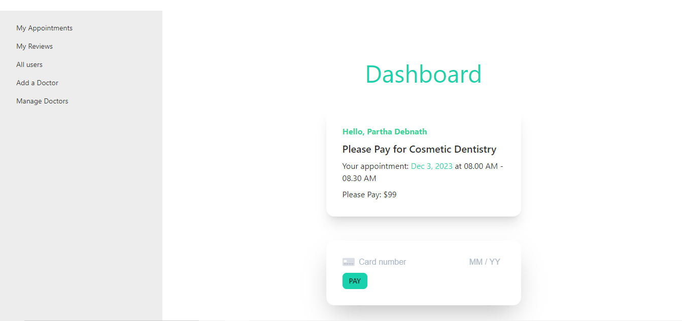 I have integrated stripe to receieve the payments of all the appointments that a user has booked for himself.